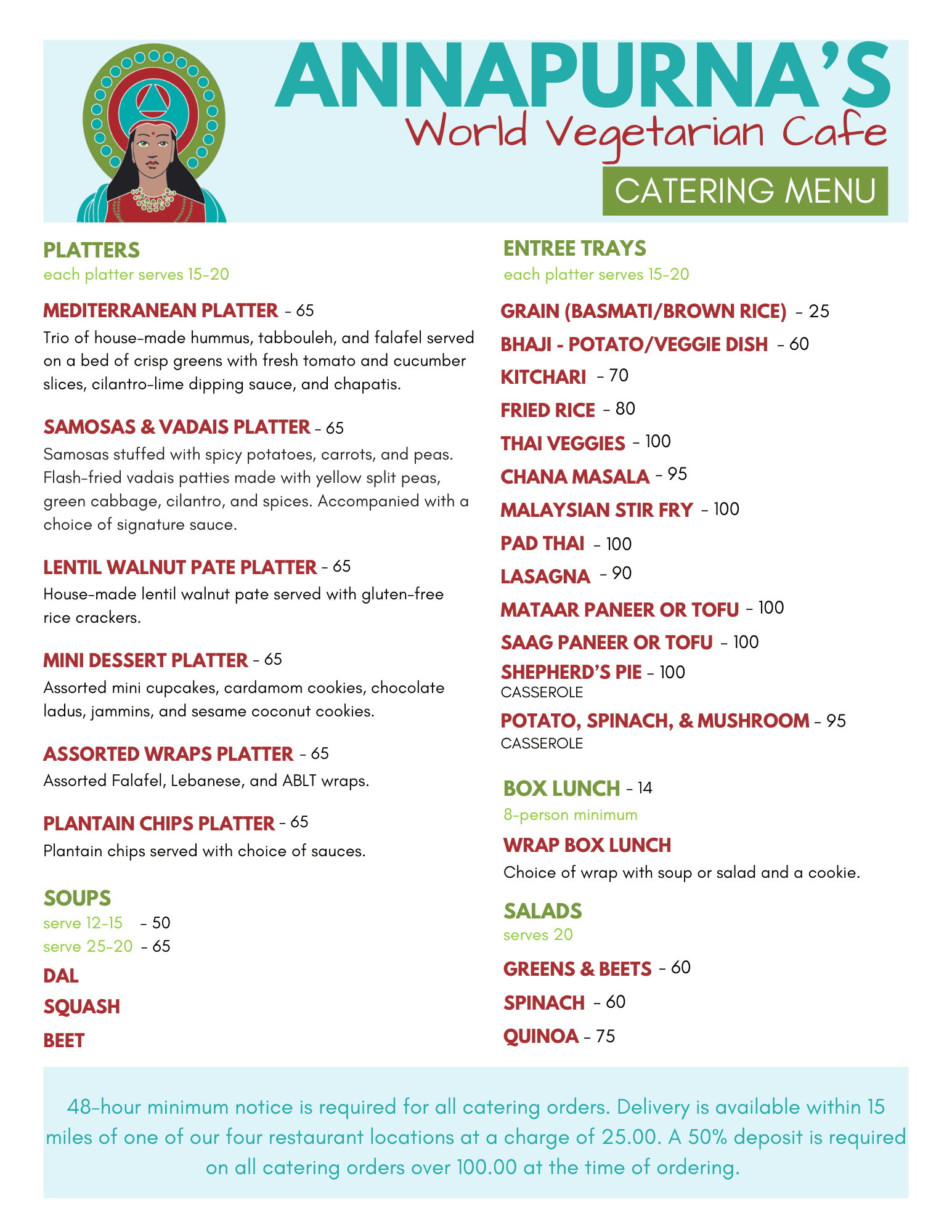 Catering Menu Front Catering Menu Front